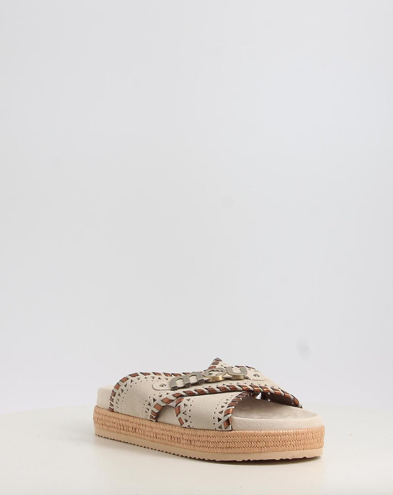 Sandalias MOU CRISS-CROSS SANDAL MET.STITCH beig