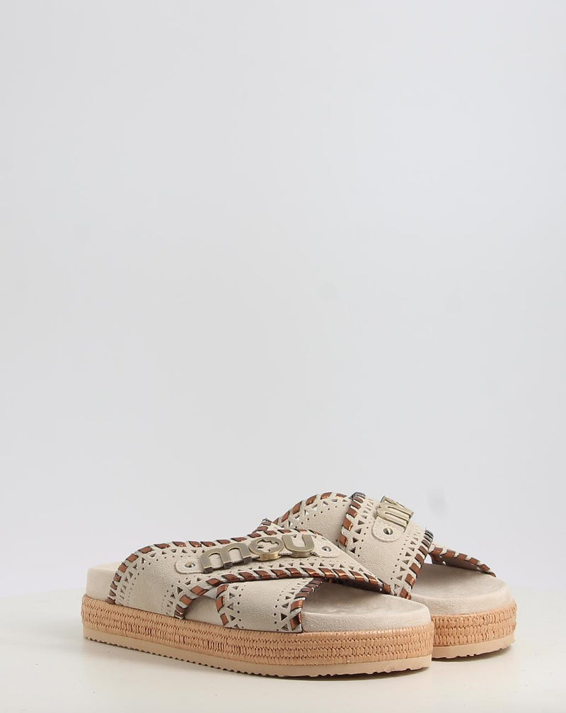 Sandalias MOU CRISS-CROSS SANDAL MET.STITCH beig